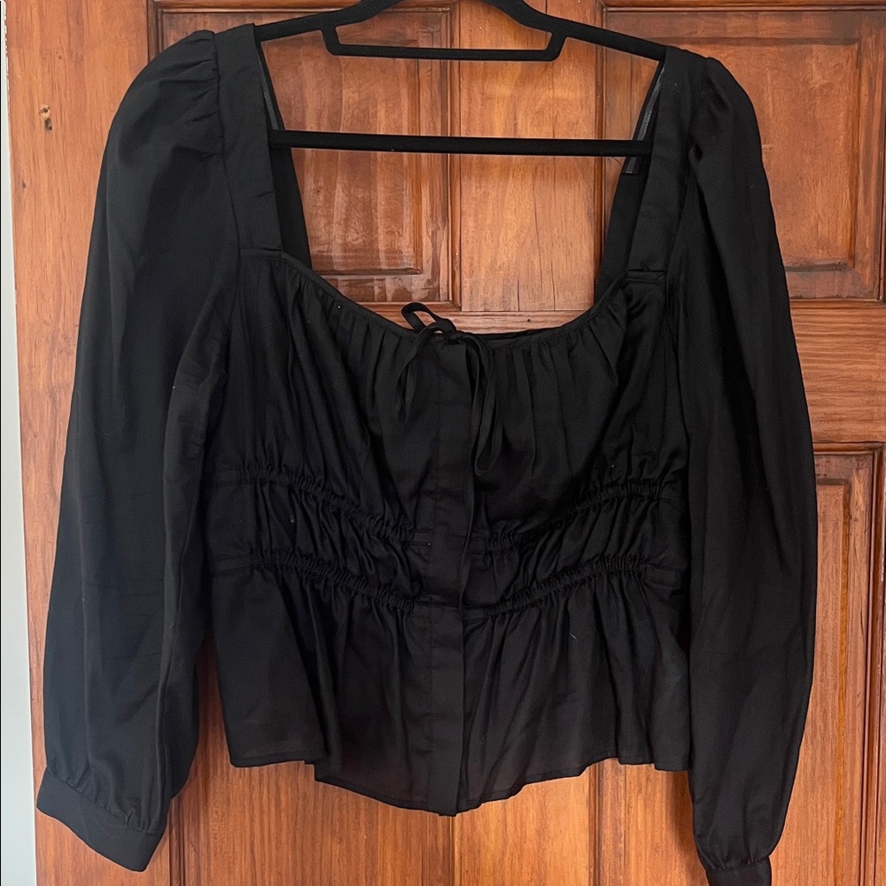 J. Crew Black Ruched Blouse
